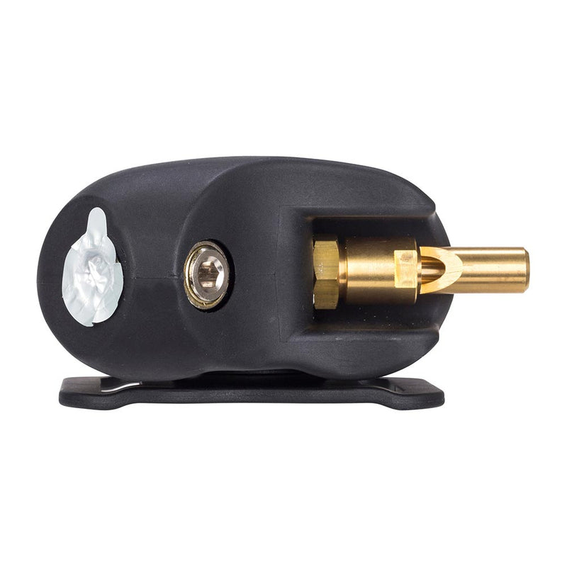 Load image into Gallery viewer, 3M Versaflo V-500E Supplied Air Regulator featuring a black plastic housing with a brass male coupler, mounted on a plastic base, designed for controlled airflow in safety and workplace environments.