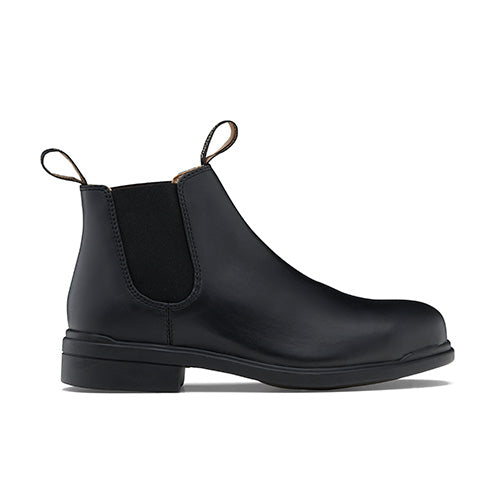 Blundstone 787 Safety Boots, featuring a sleek black design with a thin sole and steel toe protection, ideal for transitioning seamlessly from office boardrooms to active work sites.
