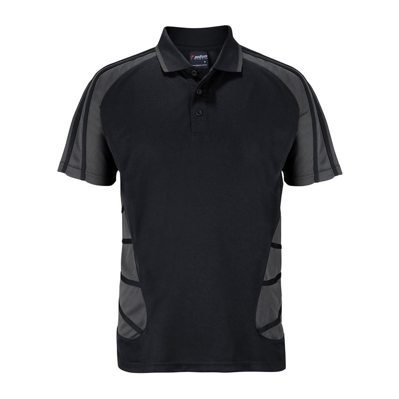 Load image into Gallery viewer, JB's Podium Arachnid Polo Short Sleeve, featuring a raglan sleeve and straight hem with side splits, crafted from moisture-wicking polyester for active comfort and UPF protection, ideal for workplace safety and performance.