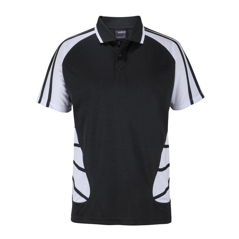 Load image into Gallery viewer, JB's Podium Arachnid Polo Short Sleeve features a modern urban fit, raglan sleeves, and a straight hem with side splits, crafted from moisture-wicking, quick-drying polyester for active workplaces.