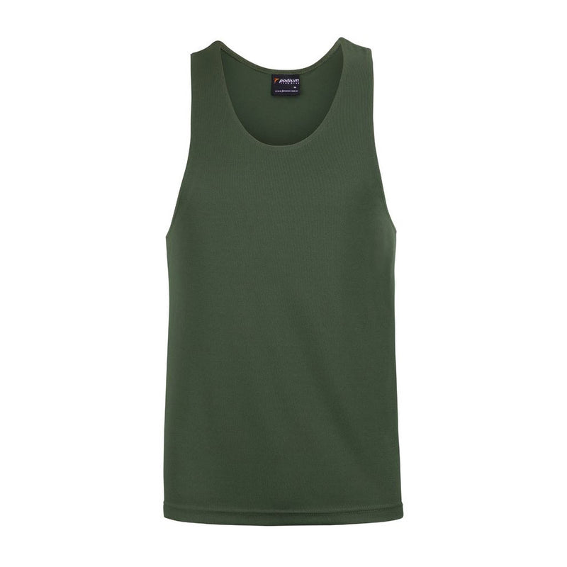 Load image into Gallery viewer, JB's Podium Singlet, featuring a slim fit and 100% polyester pique knit, showcases Podium Cool™ technology for moisture-wicking and quick-drying, ideal for active and workplace settings.