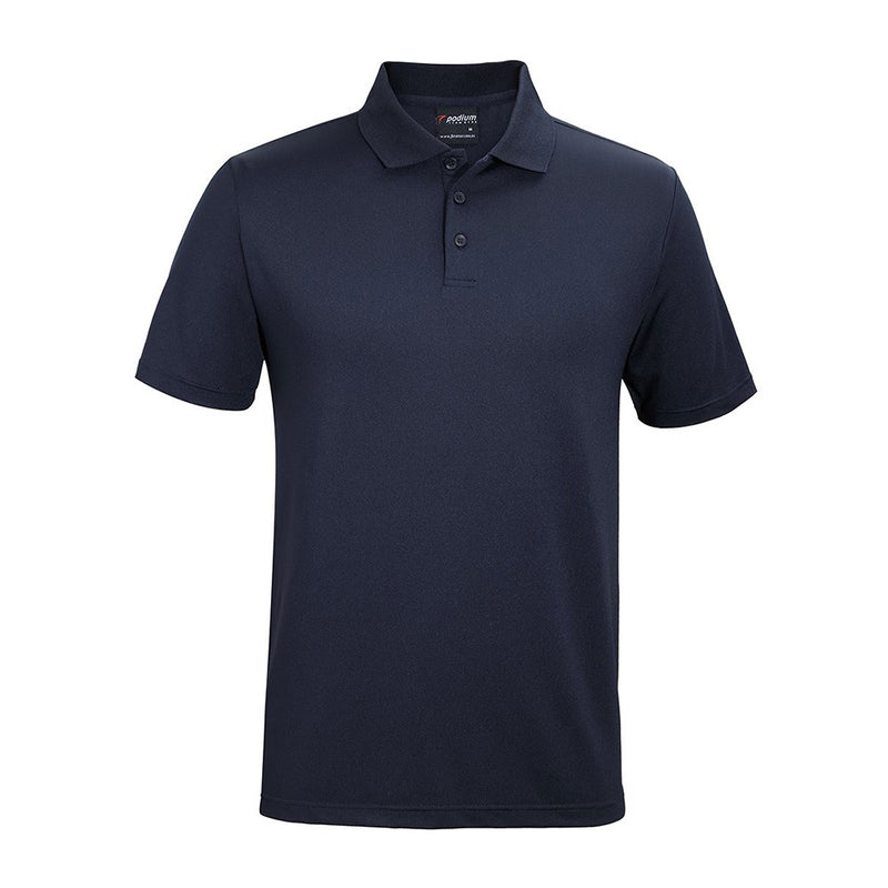 Load image into Gallery viewer, JB's Podium Stretch Short Sleeve Polo features a sleek urban fit with a 3-button placket and straight hem with side splits, crafted from moisture-wicking polyester and elastane blend for durable comfort.