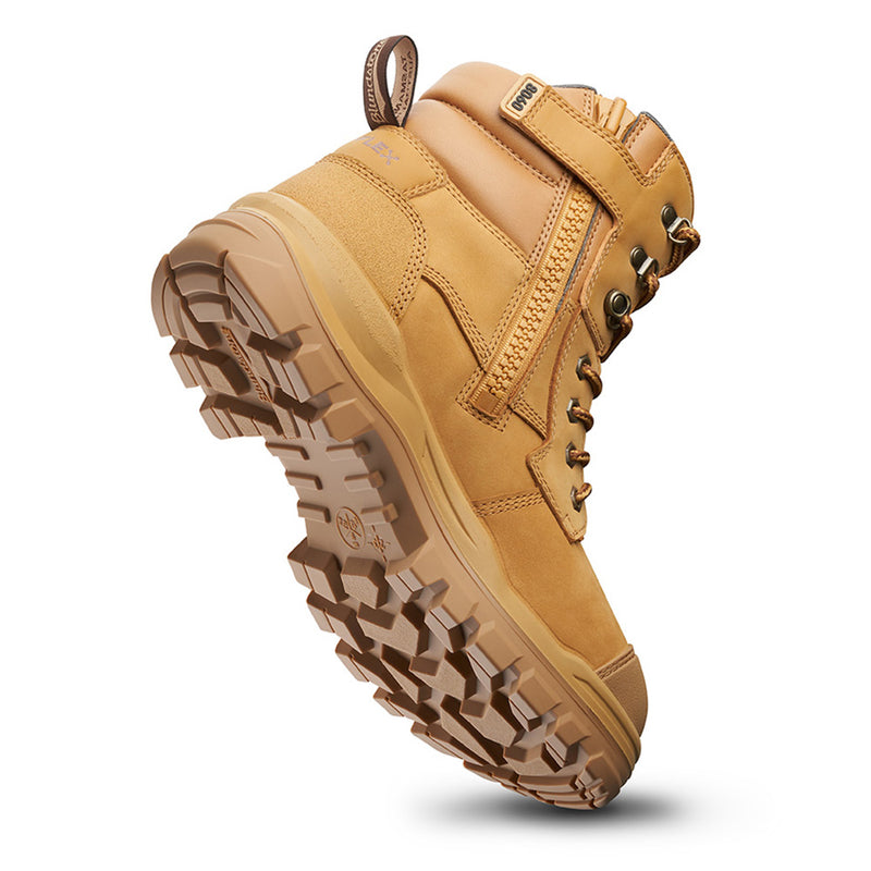 Load image into Gallery viewer, Blundstone RotoFlex 8060 Safety Boots with wheat water-resistant nubuck leather, industrial-grade zip, and seven-row lacing. Features GripTek® sole and TPU toe guard, ideal for workplace safety.