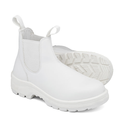 John Bull Bianco Safety Boots featuring a robust steel toe cap, rubber outsole, and Comfoflex Gel Comfort System, designed for exceptional grip and comfort in food processing environments, showcasing Active Safety's dedication to reliable workplace gear.