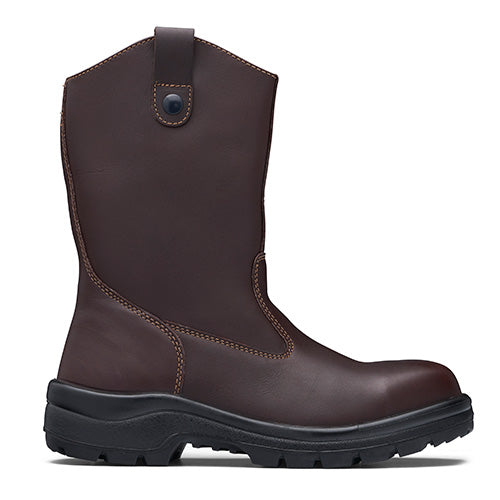 John Bull Explorer Safety Boots with a robust black sole, designed for durability in heavy industries. Features include a steel toe cap and Comfoflex Gel system for enhanced comfort and protection.