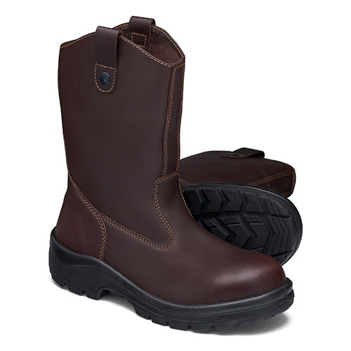 John Bull Explorer Safety Boots, durable brown leather boots with a steel toe cap and deep tread, designed for tough conditions, ideal for industrial workers requiring comfort and protection.