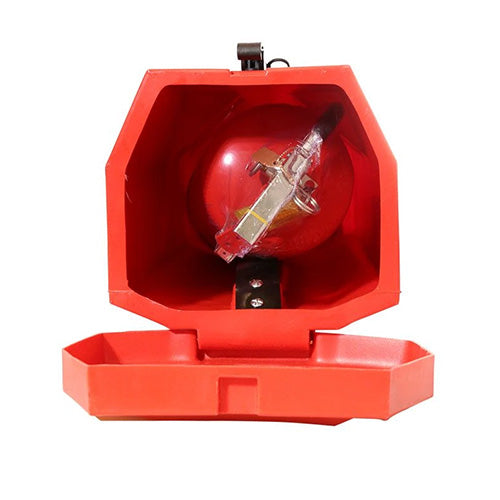 Load image into Gallery viewer, Top Load Fire Extinguisher Cabinet: Durable red container designed for trucks and trailers, capable of holding fire extinguishers up to 6kg, with internal tension strap, flat back for easy mounting.