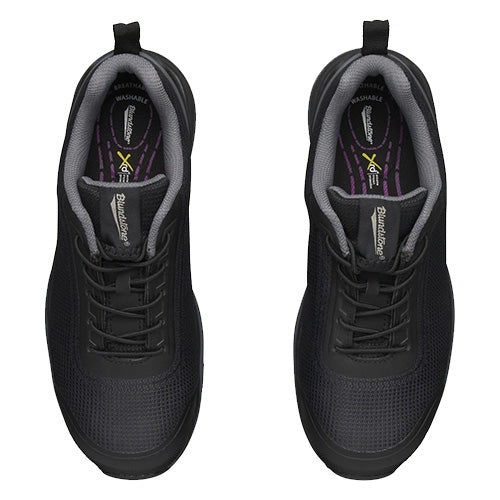 Blundstone 883 Safety Shoes for women feature a black breathable nylon upper with a rubber outsole, TPU toe guard, and ergonomic design, providing comfort, slip resistance, and impact protection for long workdays.