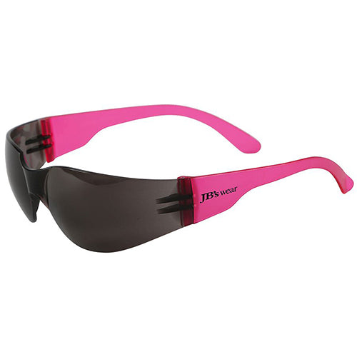 JB's Saver Spec: Smoke/Pink sunglasses feature a sleek, rimless polycarbonate frame with anti-fog, anti-scratch UV400 lenses. Designed for active safety, they offer lightweight, all-day comfort and unobstructed vision.