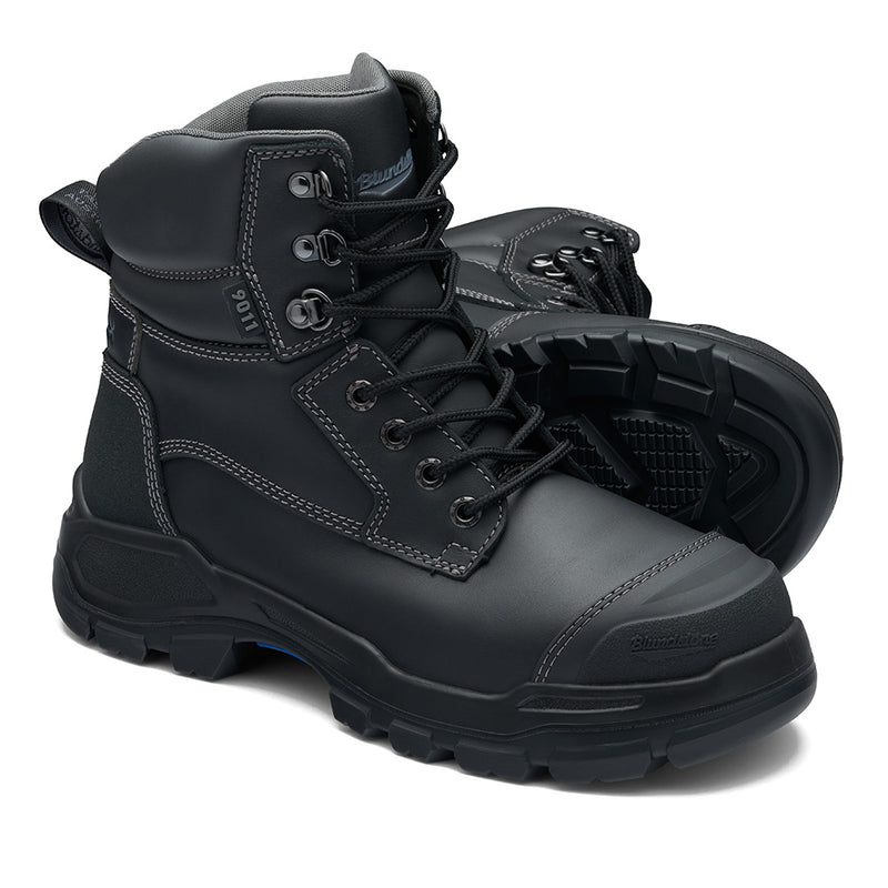 Load image into Gallery viewer, Blundstone RotoFlex 9011 Safety Boots, featuring a robust design with seven lacing rows and a TPU toe guard, showcased in a close-up emphasizing their sturdy construction and work-ready features.