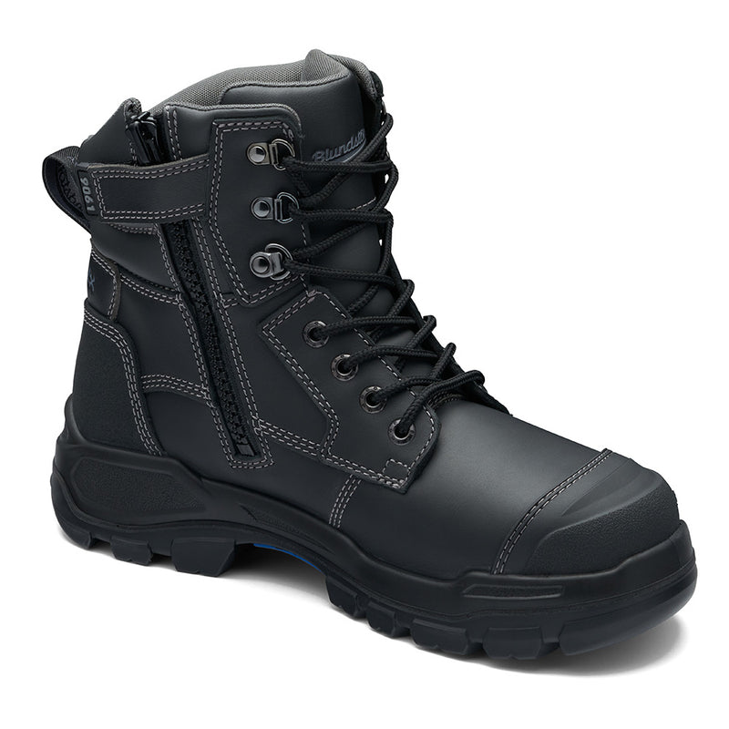 Load image into Gallery viewer, Blundstone RotoFlex 9061 Safety Boots with water-resistant black leather, seven lacing rows, durable zip, and TPU toe guard, featuring INFINERGY® cushioning and GRIPTEK® outsole for optimal safety and comfort.