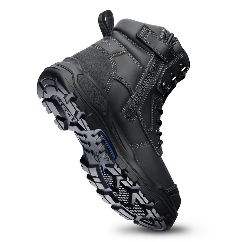 Load image into Gallery viewer, Blundstone RotoFlex 9061 Safety Boots in black leather feature a zip side, seven-row lacing, and a heavy-duty TPU toe guard, designed for durability and superior protection.
