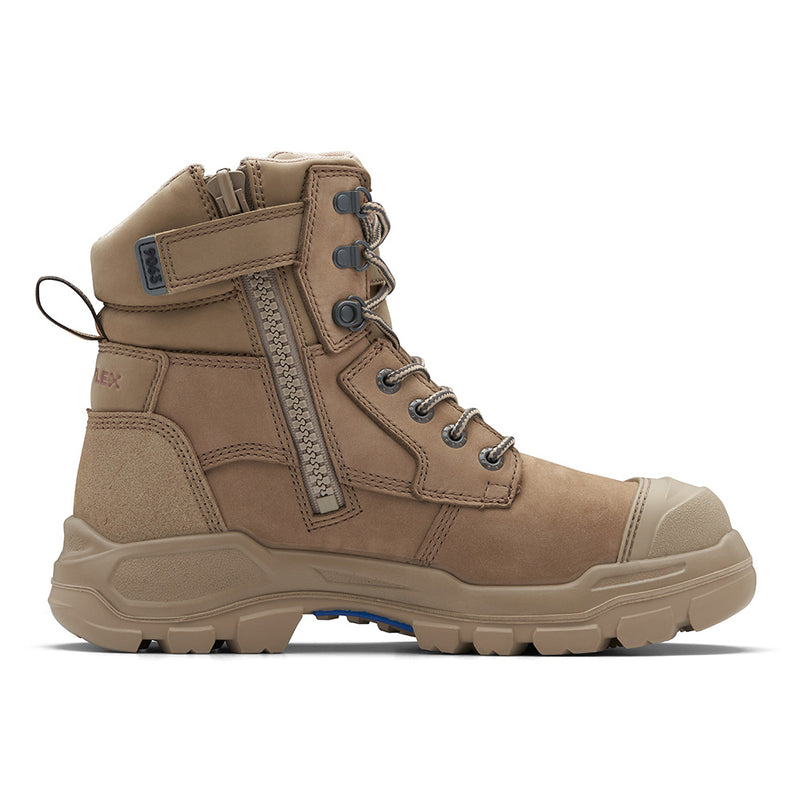 Load image into Gallery viewer, Blundstone RotoFlex 9063 Safety Boots featuring a durable brown boot with zipper, seven rows of lacing hardware, and a heavy-duty outsole designed for superior grip and protection.