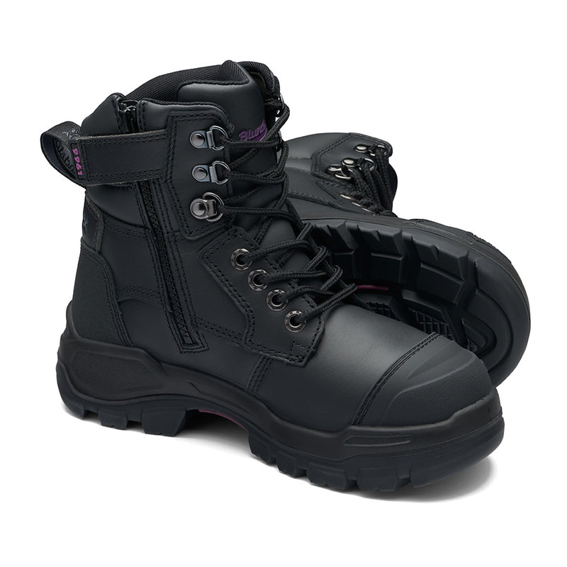 Load image into Gallery viewer, Blundstone RotoFlex 9961 Women's Safety Boots feature black water-resistant leather, seven-row lacing with recycled PET laces, a durable zip, and a heavy-duty rubber outsole for optimum grip and protection.