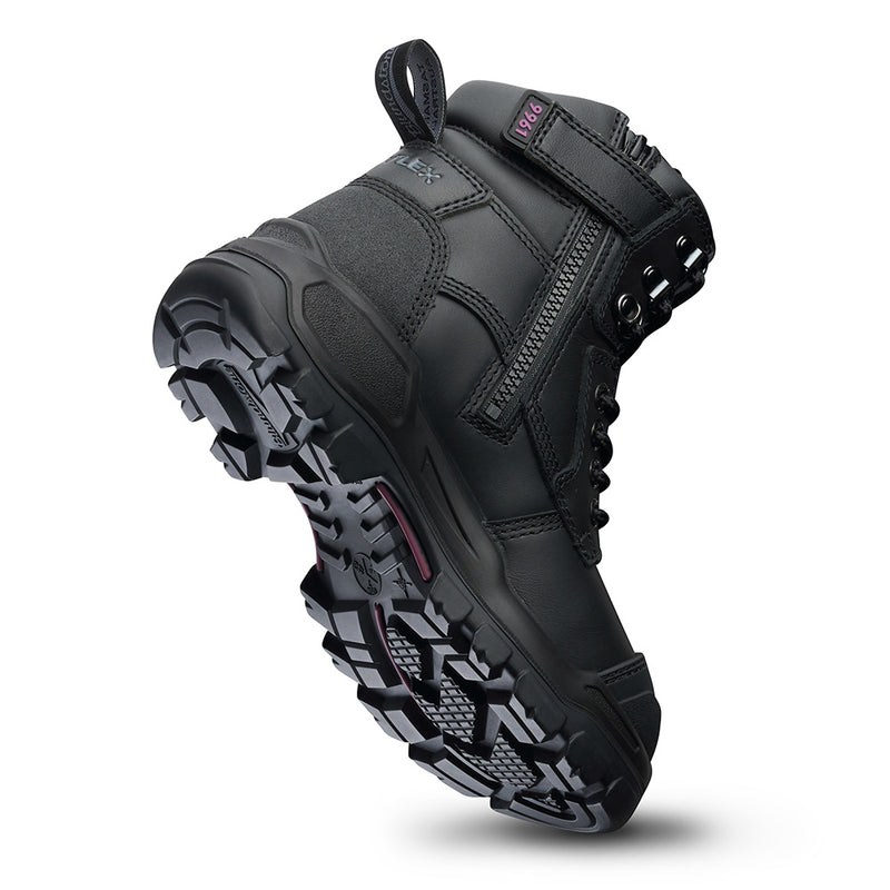 Load image into Gallery viewer, Blundstone RotoFlex 9961 Women's Safety Boots feature a durable black leather design with heavy-duty rubber outsole, seven rows of lacing, and reinforced toe guard, ideal for safety and comfort at work.