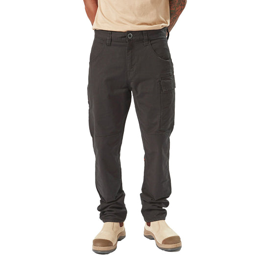 Volcom Workwear Caliper Pant showcased on a man, featuring a modern fit with dual entry cargo pockets and reinforced knees, designed for durability and flexibility, ideal for active work environments.