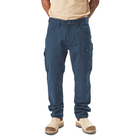 Volcom Workwear Caliper Pant features a modern fit with reinforced knees, utility pockets, and durable triple needle stitching. Ideal for active work environments requiring robust and functional apparel.