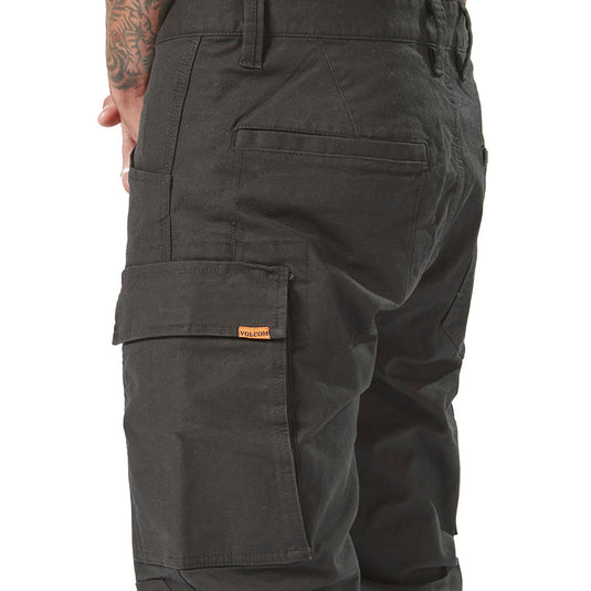 Volcom Workwear Caliper Cuffed Pant featuring cargo and utility pockets, reinforced knees, and comfort elastic cuffs. Designed for durability and style, ideal for active work environments.