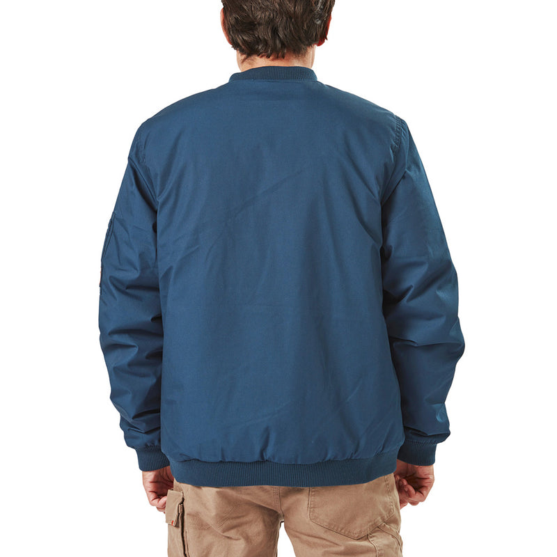 Load image into Gallery viewer, Volcom Workwear Water Resistant Bomber Jacket features durable design with a waist-length cut, zippered sleeve pocket, and brushed tricot lining, ideal for safety-focused work environments and active lifestyles.