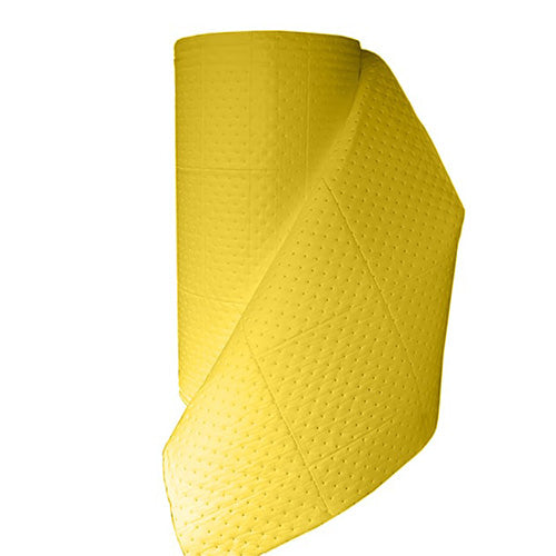 SpillTech Chemical Absorbent Roll 90cm x 40m, perforated polypropylene roll designed for absorbing chemical spills, suitable for acids, bases, and oils, ideal for safety and industrial use.