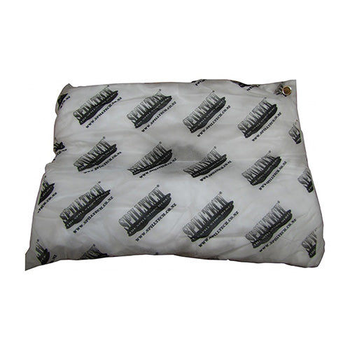 SpillTech Oil Pillow 40 x 50cm, designed for absorbing hydrocarbon spills, features a ship pattern on its surface. Ideal for placing under leaking machinery to absorb oil, petrol, and diesel efficiently.