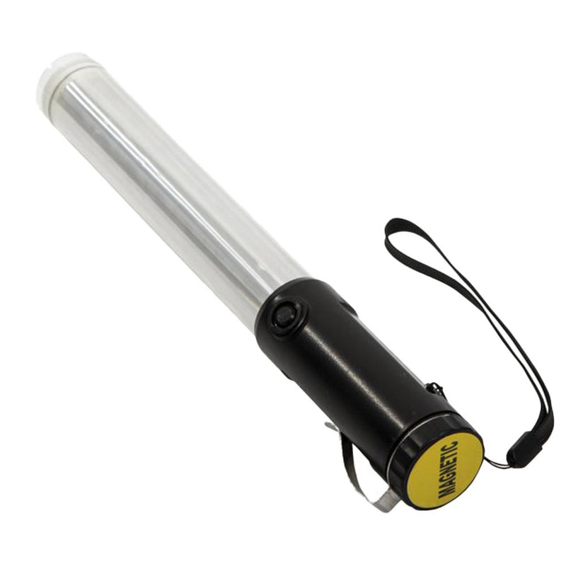 Load image into Gallery viewer, Traffic Signalling LED Night Wand: Red/Green, featuring a clear LED tube, black handle with wrist strap, magnetic base for hands-free use, and five light modes. Ideal for safety and inspection tasks.