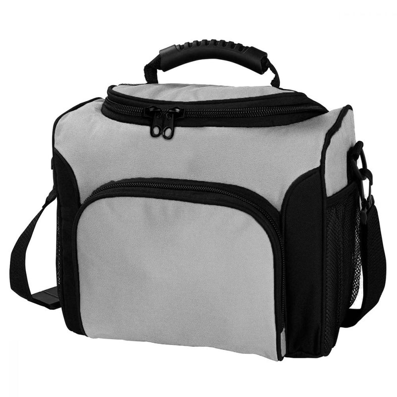 Load image into Gallery viewer, Ultimate Cooler Bag with heavy-duty rubber handle, easy double zip U-shaped access, mesh pockets, large front pocket, and adjustable strap. Perfect for holding 12 bottles; ideal for safety-conscious workplaces.