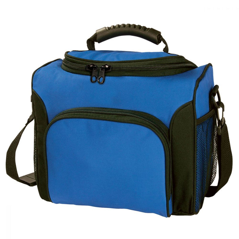 Load image into Gallery viewer, Ultimate Cooler Bag featuring durable 600D polyester, double zip U-shaped access, mesh pockets, and heavy-duty rubber handle. Ideal for holding 12 bottles, perfect for safety and work environments.