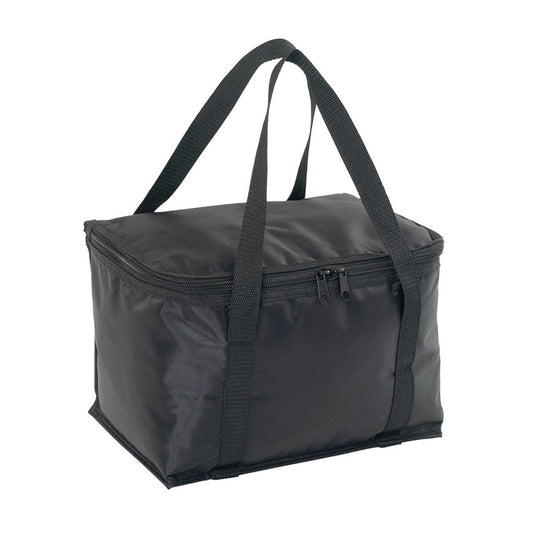 CoolMax Cooler with 11-litre capacity, featuring a double zip lid and insulated design. Made from 420D polyester with PVC backing, it includes long webbing handles, ideal for outdoor activities.
