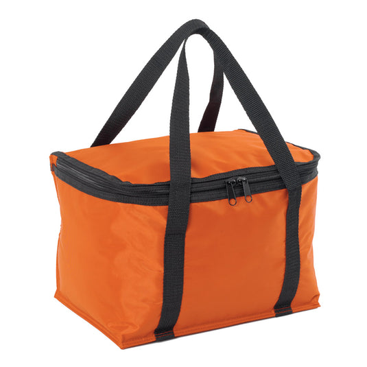 CoolMax Cooler with an 11-litre capacity, crafted from 420D polyester with PVC backing. Features a double zip lid, insulated interior, and long webbing handles, ideal for outdoor activities and workplace use.