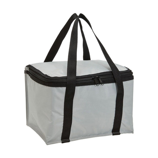 CoolMax Cooler with 11-litre capacity, featuring a double zip lid, insulated interior, and long webbing handles. Perfect for outings, holding 10 standard bottles, ideal for safety-conscious outdoor activities.
