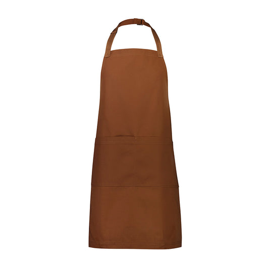 Biz Barley Apron in durable, no-fade canvas with adjustable neck strap and large split front pocket, ideal for workwear. Made of recycled polyester and cotton blend, suitable for commercial laundering.