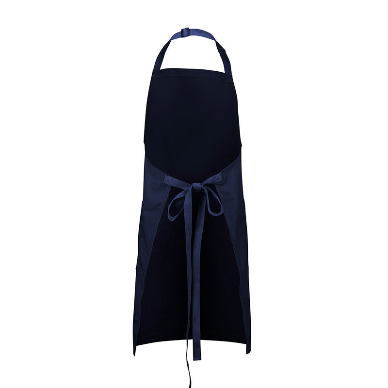 Load image into Gallery viewer, Biz Barley Apron in classic bib style with an adjustable neck strap, made from durable, no-fade canvas. Features reinforced herringbone straps and a large split front pocket for practicality.