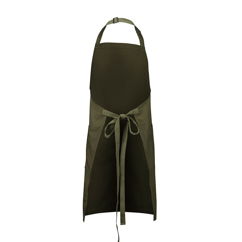 Load image into Gallery viewer, Biz Barley Apron, a durable canvas bib apron with adjustable neck strap, features reinforced herringbone straps and a large front pocket, ideal for professional and safety-focused work environments.