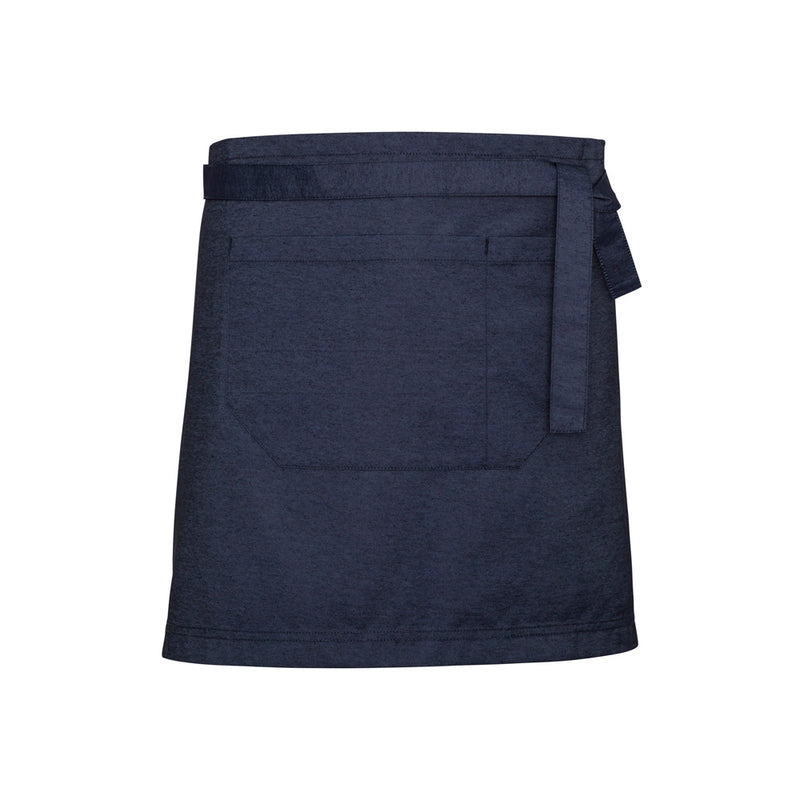 Load image into Gallery viewer, Biz Urban Waist Apron with removable waist straps and divided front pocket, featuring reinforced stitching and antique brass fittings, suitable for workplace environments. Made from 50% cotton, 50% polyester textured fabric.