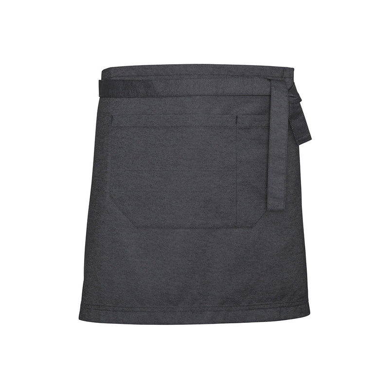 Load image into Gallery viewer, Biz Urban Waist Apron with textured fabric, featuring removable self-fabric waist straps, a divided front pocket, reinforced stitching, and antique brass fittings, ideal for workplace utility and safety.