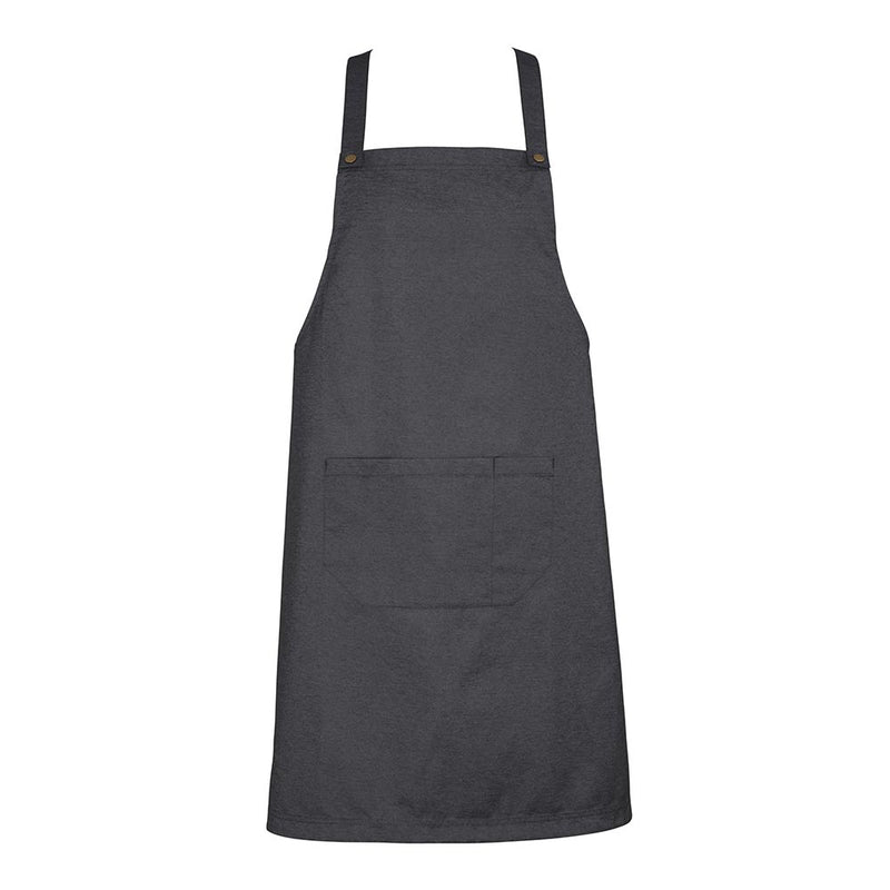 Load image into Gallery viewer, Biz Urban Bib Apron with adjustable neck strap, featuring a large front pocket and reinforced stitching. Ideal for safety-focused environments, it includes antique brass fittings and removable x-back straps for versatility.