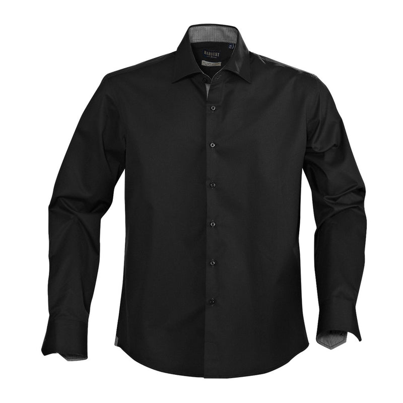 Load image into Gallery viewer, Baltimore Mens L/S Business Shirt featuring long sleeves, a collar, and reinforced seams. Made from 100% combed cotton with contrast fabric at cuffs and placket for a sleek, professional look.