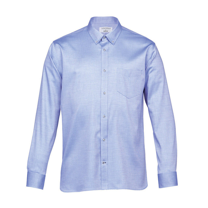 Load image into Gallery viewer, Barkers Mens Clifton Long Sleeve Shirt, French Blue, featuring a button-down fashion collar, mitred cuffs, and single breast pocket, designed for durability and elegance with a tapered fit and stain-resistant, wrinkle-free finish.