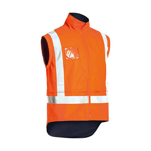 Load image into Gallery viewer, Bisley TTMC-W17 5-in-1 Rain Jacket close-up, showcasing its high-visibility, waterproof design with reflective tape and detachable sleeves, ideal for safety workwear from Active Safety.