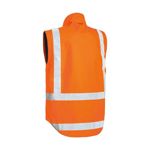 Load image into Gallery viewer, Bisley TTMC-W17 5-in-1 Rain Jacket, displaying its high-visibility design with reflective tape and detachable sleeves, perfect for safety and versatility in work environments.