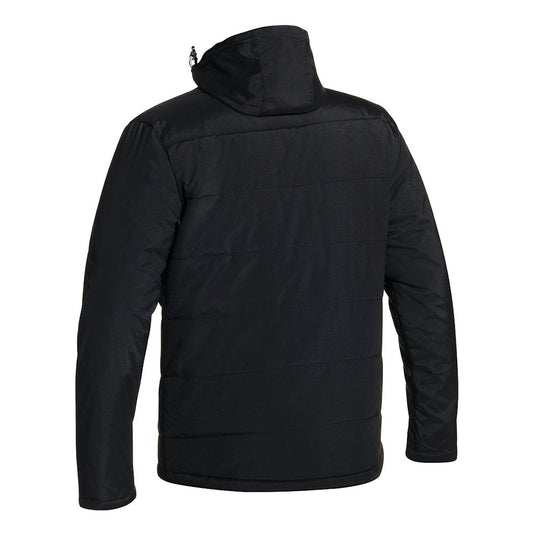Bisley Waterproof Puffer Jacket with Adjustable Hood, featuring a quilted design, waist pockets with waterproof zippers, and a lined hood. Ideal for safety-focused environments requiring durable, weather-resistant outerwear.