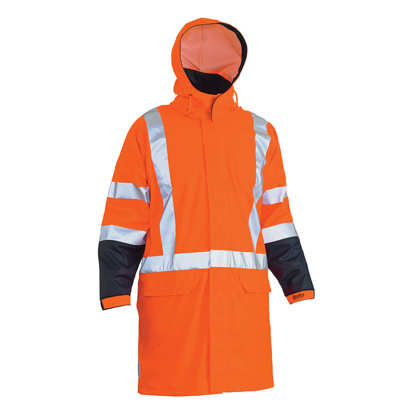 Load image into Gallery viewer, Bisley X Tape Stretch TTMC-W17 Rain Jacket featuring reflective stripes, waterproof fabric, and a concealed hood, designed for high visibility and safety in work environments, showcased in Active Safety's product range.