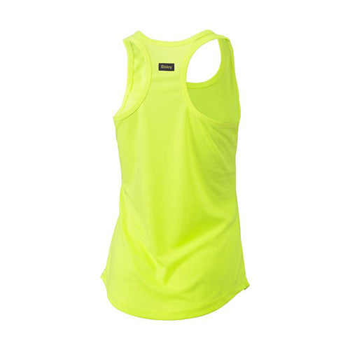 Load image into Gallery viewer, Bisley Women’s Hi Vis Racer Back Singlet, featuring a lightweight and breathable 100% polyester mesh fabric, designed for active use in safety-conscious environments.