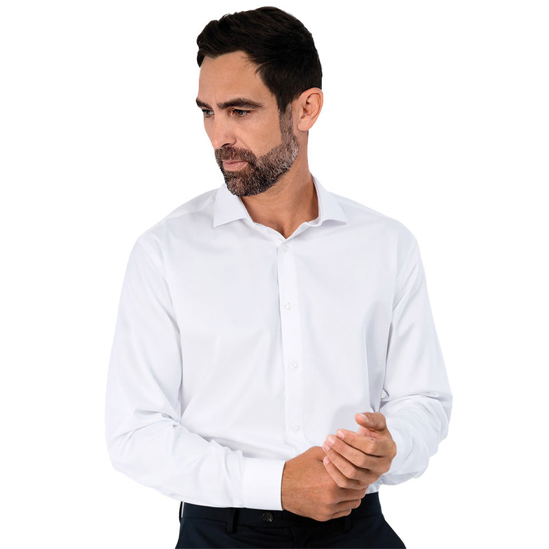 Load image into Gallery viewer, Barkers Mens Origin Long Sleeve Shirt features a tapered fit and luxury finish, visible with its fashion collar and mitred cuffs, ideal for safety-conscious workplaces seeking professional attire.