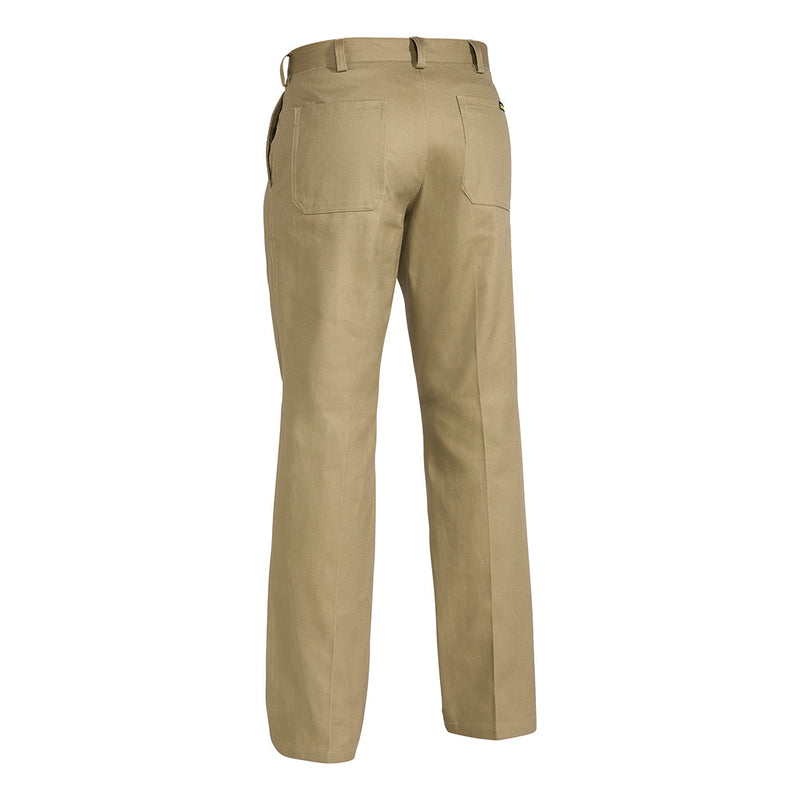 Load image into Gallery viewer, Bisley Original Cotton Drill Trousers with single front pleats, angled side pockets, and reinforced belt loops shown in detail, highlighting their durable construction ideal for safety and workwear needs.