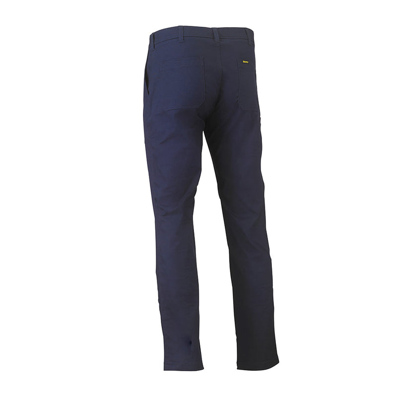 Load image into Gallery viewer, Bisley Stretch Cotton Drill Work Pants featuring a stretch fit with a curved waistband, multiple pockets for functionality, and microbial treatment for odor control, ideal for active workplace safety and comfort.
