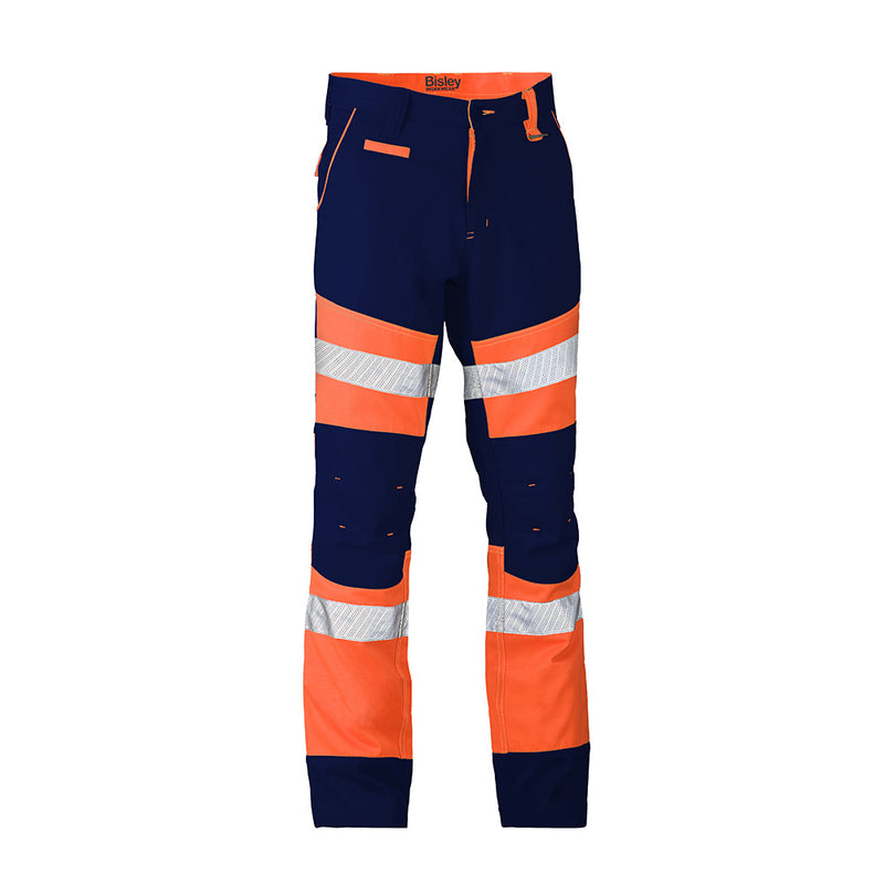 Load image into Gallery viewer, Bisley Biomotion Taped Pants featuring reflective tape, curved waistband, reinforced front rise, multiple pockets, and sturdy belt loops, ideal for workplace safety and durability.