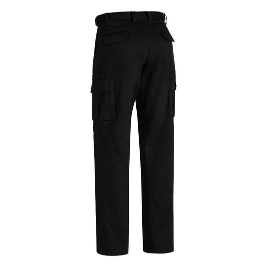 Bisley 8 Pocket Cargo Pant featuring adjustable side tabs, numerous pockets including cargo and welt styles, reinforced belt loops, and YKK zipper, designed for durability and functionality in safety and work environments.