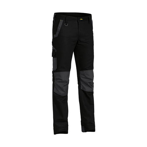 Load image into Gallery viewer, Bisley Flex & Move Stretch Pant featuring grey patches on high-wear areas for durability, multifunctional pockets, and a curved waistband. Ideal for active work environments, showcasing modern fit and reinforced knee design.